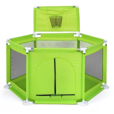 Манеж детский шестигранный с баскетбольным кольцом М9-3 зелёный 01